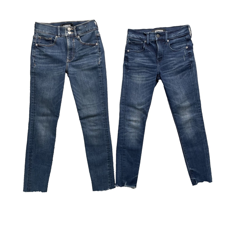 Express Jean LOT (2) Women 25 Ankle Short Skinny Jegging Y2k Chic Academia Indie